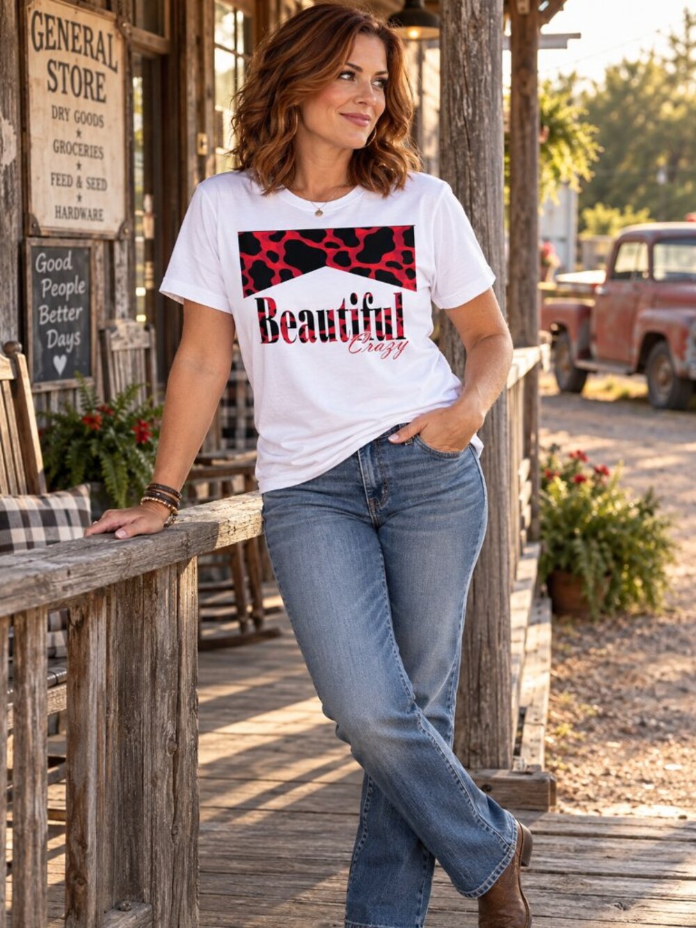 Beautiful Crazy Graphic T Shirt Trendy Boutique Style Tee Womens Gift White